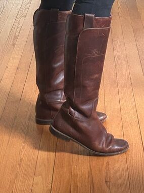 FRYE  Brown Leather Tall Riding Boots